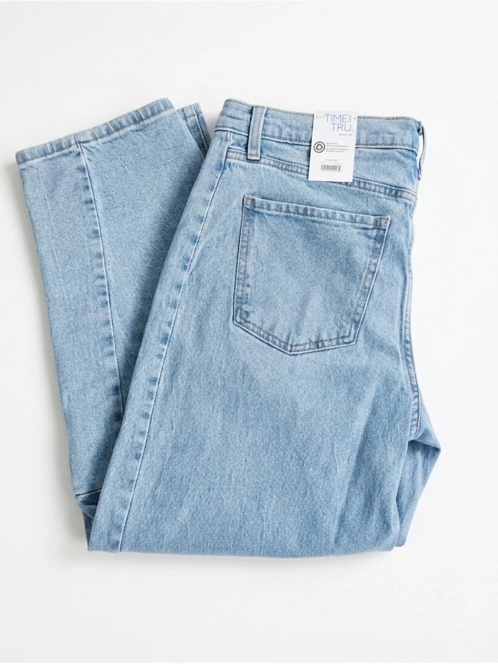 Time and Tru High Rise Barrel Jeans Light Wash Blue Women Denim Pants Ankle NWT